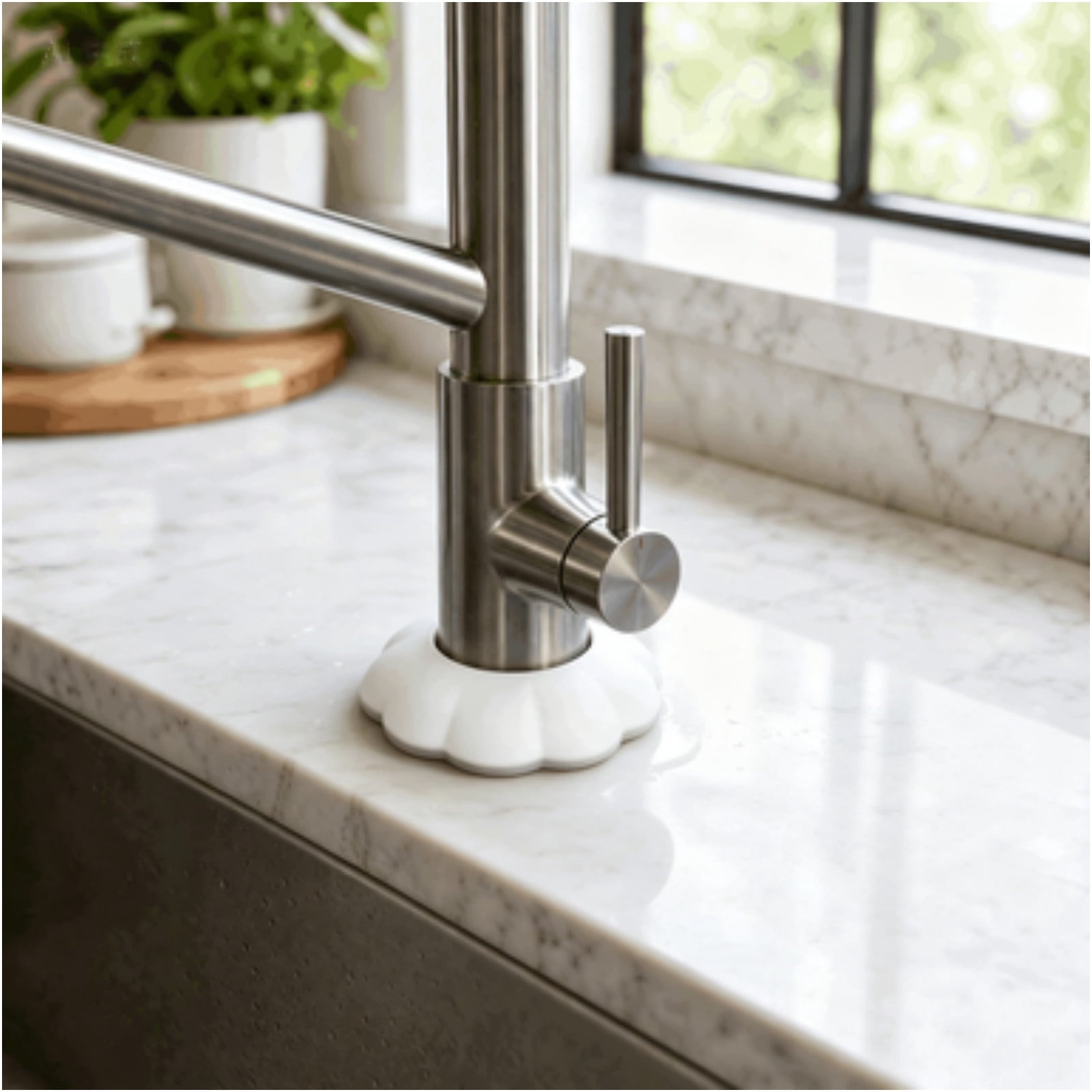Lilixerw White Silicone Faucet Drip Mat, Flower Shaped Splash Guard ...