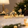 thumbnail image 1 of Lilixerw Wide Gold Nativity Scene Figurine, Acrylic Mirror Tabletop Decor with Palm Trees Camels on Clear Base for Christmas Home Decorations, 1 of 6