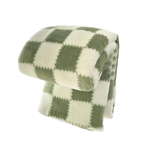 Lilixerw Winter Spring Thick Fleece Blanket with Chessboard Design,Warm Flannel Nap Blanket,Soft Cozy Throw Blanket for Couch Bed Sofa,47x79 Inches,Green
