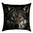 thumbnail image 1 of Lilixerw Wolf Animal Print Linen Pillow Cover 18x18 Inch,with Zipper,Animal Decorative Cushion Cover for Sofa Living Room Bed,Black, 1 of 6