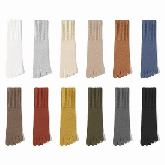 Lilixerw Women's Seamless Toe Socks,5-Toe Separator Anti-Friction Breathable Cotton,Odor Control & Moisture Wicking for Daily Wear & Sports,Orange