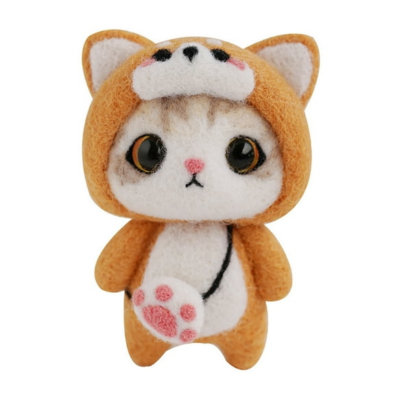 Lilixerw Wool Cat Needle Felting Doll,Beginner DIY Craft Kit for Cat Plush Toy Making,Festival Needle Felting Tools,Xmas Gift,5.3Inch