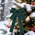 thumbnail image 1 of Lilixerw Woven Ribbon Christmas Bow, Dark Green Multi Loop Bow With Metallic Edge Trim, 5.11x7.08 Inch, for Tree Wreath Stair Garland Mantel Decoration, 1 of 6