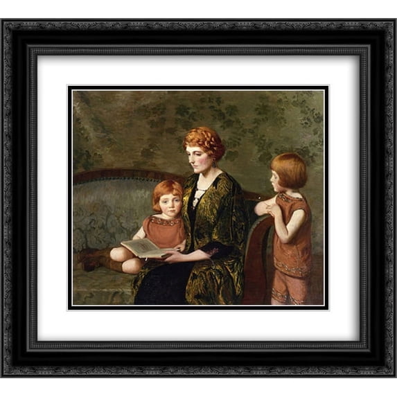 Lilla Cabot Perry 2x Matted 22x20 Black Ornate Framed Art Print 'The Story Hour '