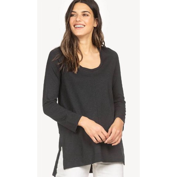 Lilla P Women's Scoop Neck Tunic Tee, Black, X-Small