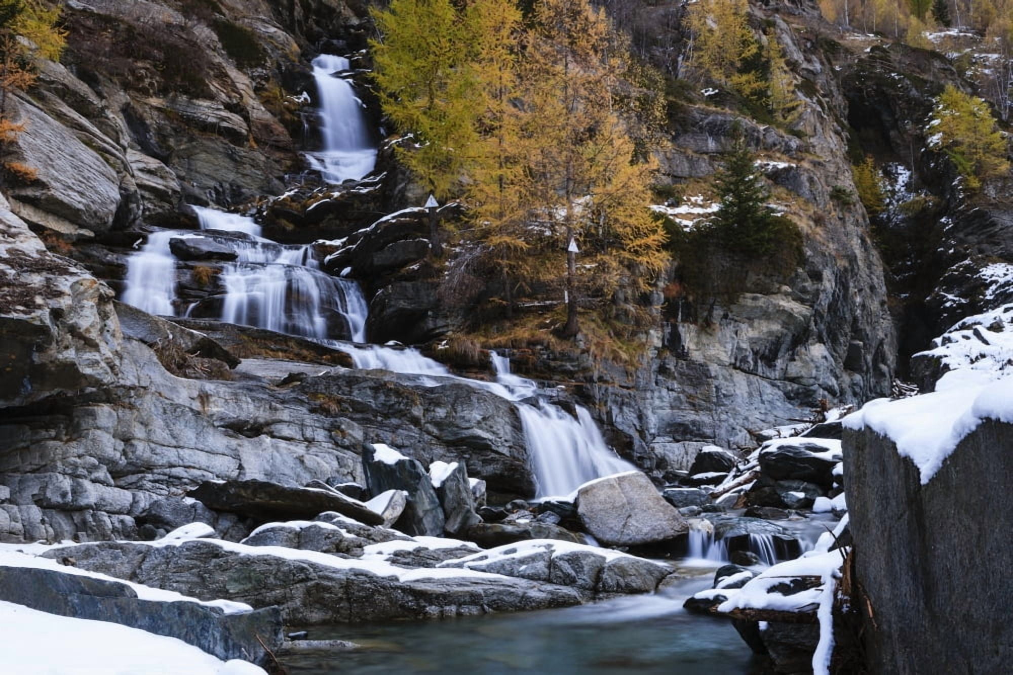 Lillaz waterfall Cogne Italy Canvas Art - Yves Marcoux Design Pics (19 x 12)