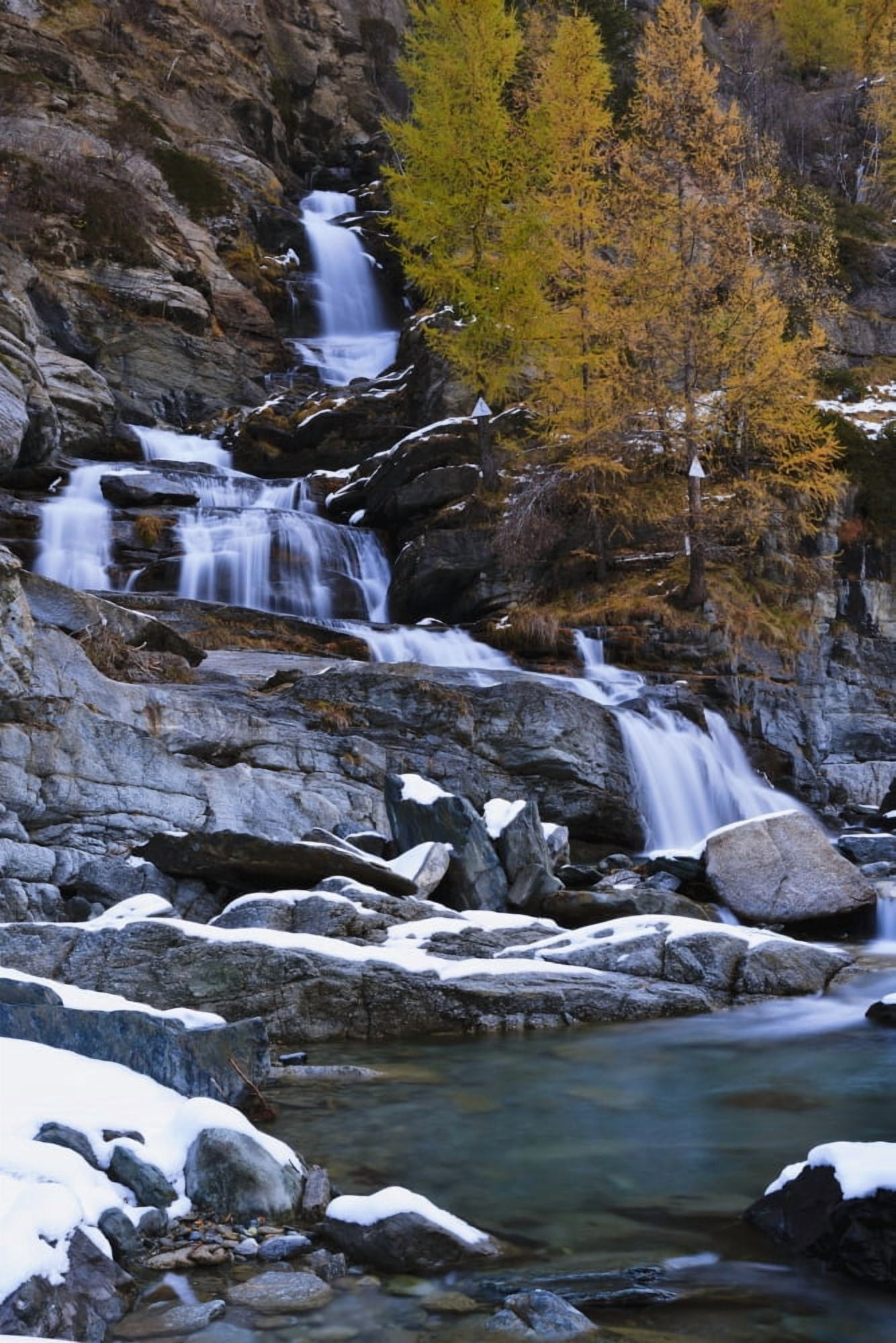 Lillaz waterfall Cogne Italy Canvas Art - Yves Marcoux Design Pics (24 x 38)