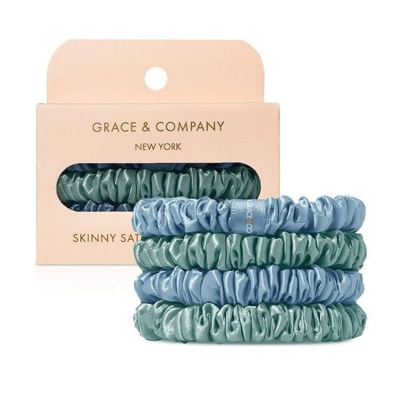 Skinny Satin Scrunchies 4pk - Harbour Island/Sag Harbor