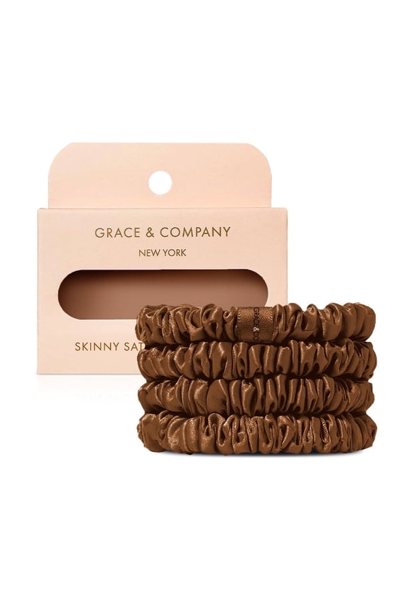 Skinny Satin Scrunchies 4pk - Cardamom