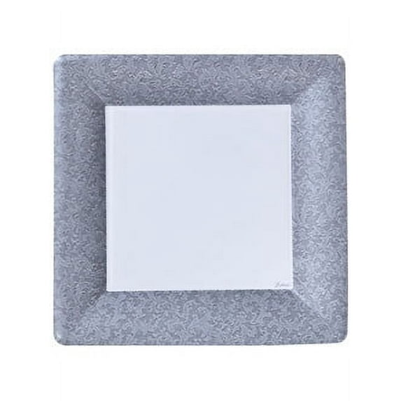 Lillian 7-Inch Silver Luxurious Faux Textures Square Dessert Paper Party Plates Pack of 24