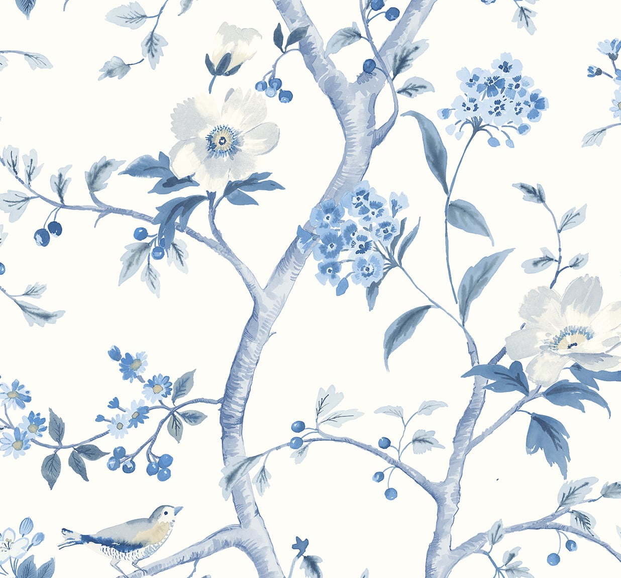Bluestone Floral Trail Peel and Stick Wallpaper Roll