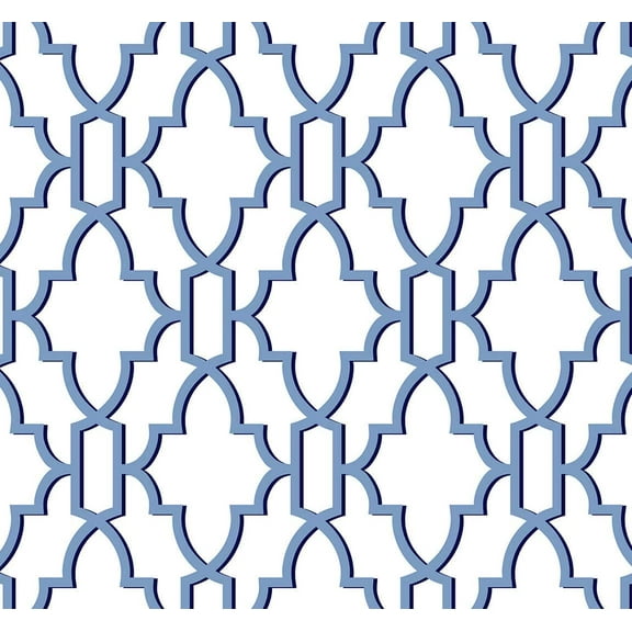 Lillian August Luxe Haven Coastal Lattice Peel and Stick Wallpaper Riviera Blue