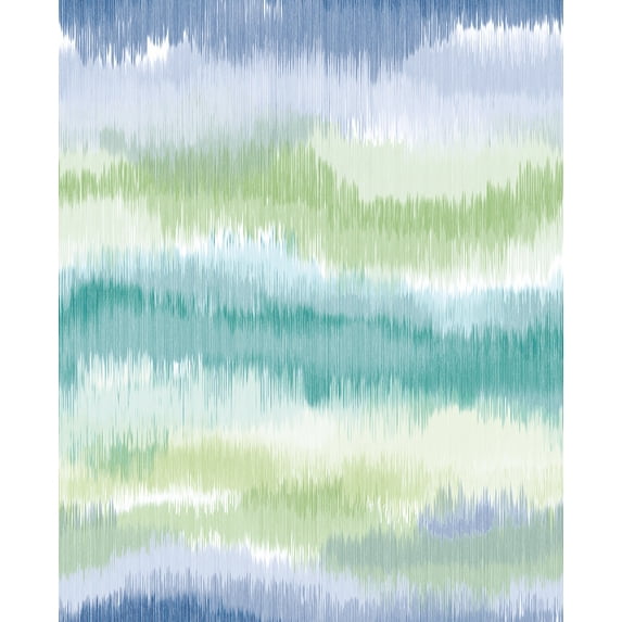 Lillian August Luxe Haven Ikat Waves Peel and Stick Wallpaper 20.5 in W x 18 ft. L - Seaglass