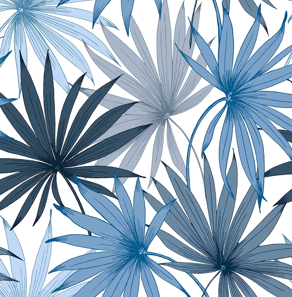 Blue Seas Tropical Palm Toss Peel and Stick Vinyl Wallpaper