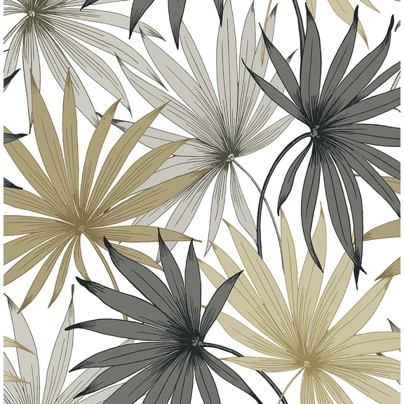 Lillian August Luxe Haven Tropic Palm Toss Peel and Stick Wallpaper 20.5 in W x 18 ft. L - Harbor Grey & Khaki