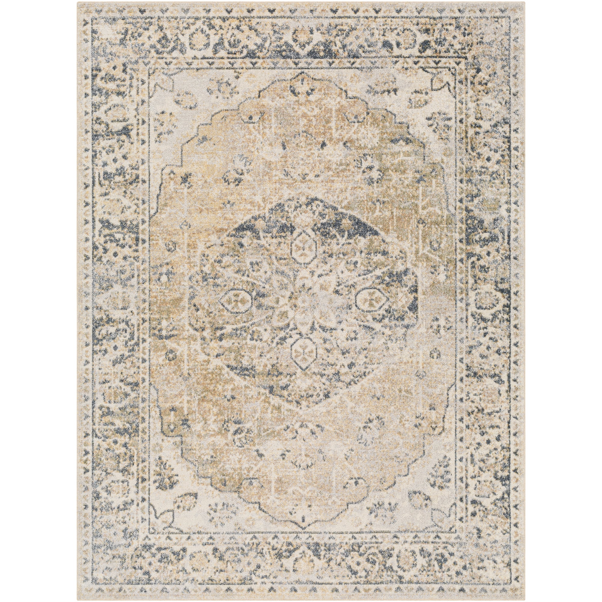 Lillian BlueGray/Beige 7' Machine Washable Area Rug