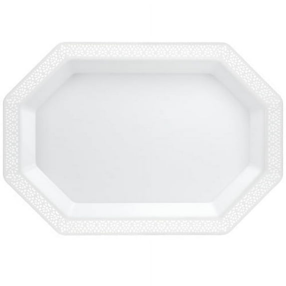 Lillian Caterware Lacetagon Serving Tray, 9" x 13", Pearl, 3 Ct