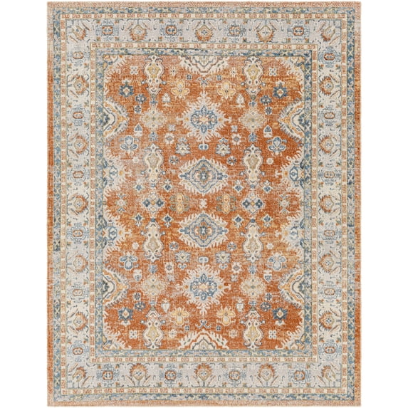 Lillian Charcoal/Rust 2' x 4' Machine Washable Area Rug