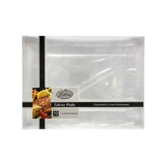 Lillian Clear 11.75" Rectangular Plastic Dinner Plates 10ct.