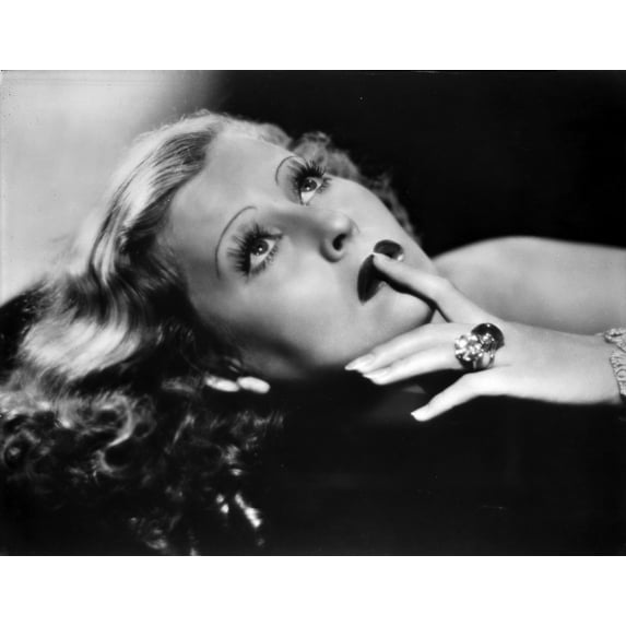 Lillian Harvey Looking Up with Finger on Lips Portrait Photo Print (8 x 10)