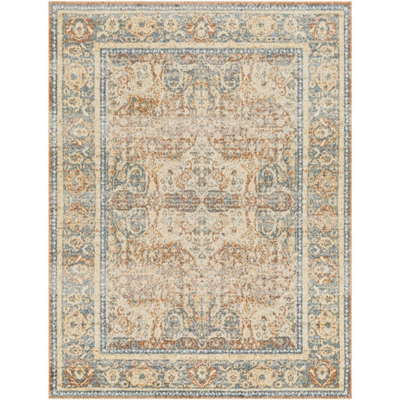 Lillian Ice Blue/Brown 5' x 8' Machine Washable Area Rug