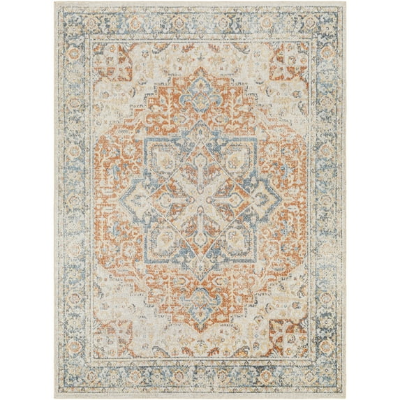 Lillian Light Blue/Light Brown 2'6" x 8' Machine Washable Area Rug