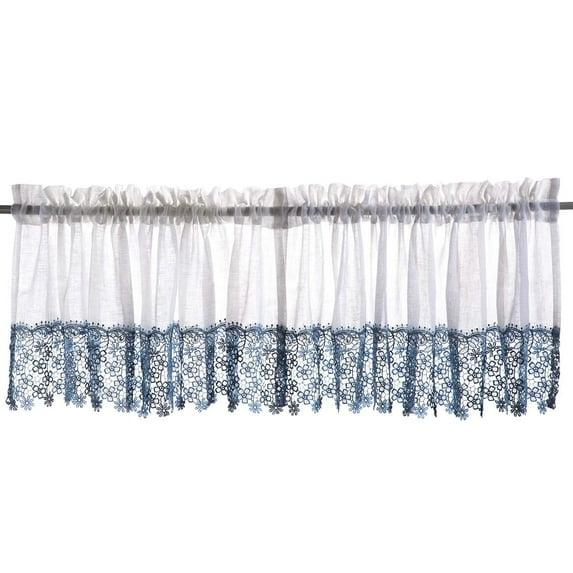 Lillian Macrame Embroidered Valance, Blue