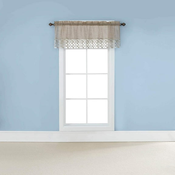 Lillian Macrame Embroidered Valance, Linen