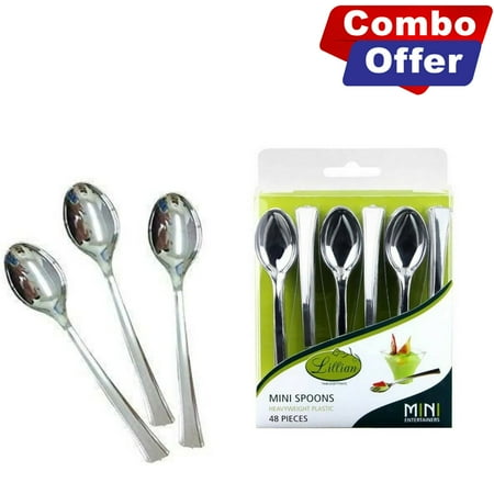 Lillian Mini Polished Silver Spoon 48 Count For Dessert BULK (48/Pack)