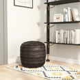 thumbnail image 1 of Lillian Ottoman Black Ottoman, Modern Style, Braided jute leg, Jute, Indoor Living, 1 of 9