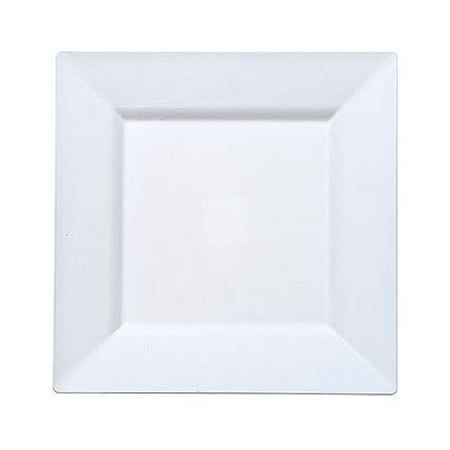 Lillian Plastic Dinnerware Plastic Plates, Square, 6.5", Pearl, 10 Ct