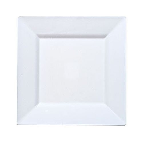 Lillian Plastic Dinnerware Plastic Plates, Square, 6.5", Pearl, 10 Ct