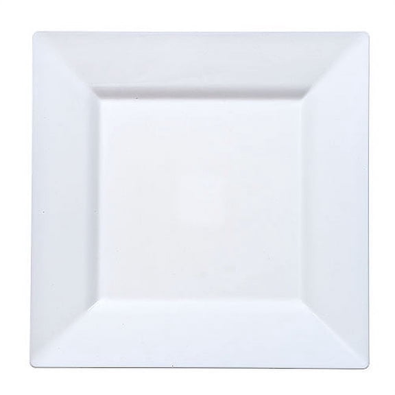 Lillian Plastic Dinnerware, Square Plastic Plate, Pearl, 9.5", 10 Ct