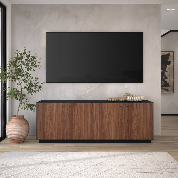Lillian Rectangular TV Stand for TV's up to 75" in Black Grain/Satin Walnut