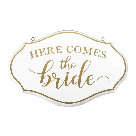 Lillian Rose Comes The Bride Flower Girl Ring Bearer Sign, 11"x7", White