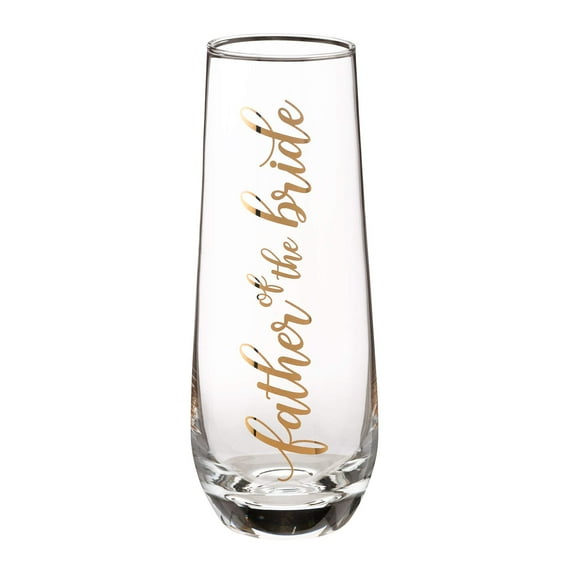 Lillian Rose Father of Bride Stemless Champagne Wedding Toasting Glass, 1 Count (Pack of 1), Clear