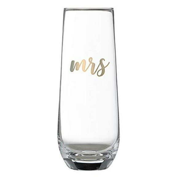 Lillian Rose Gold Mrs. Stemless Champagne Glass, 1 Count (Pack of 1), Clear
