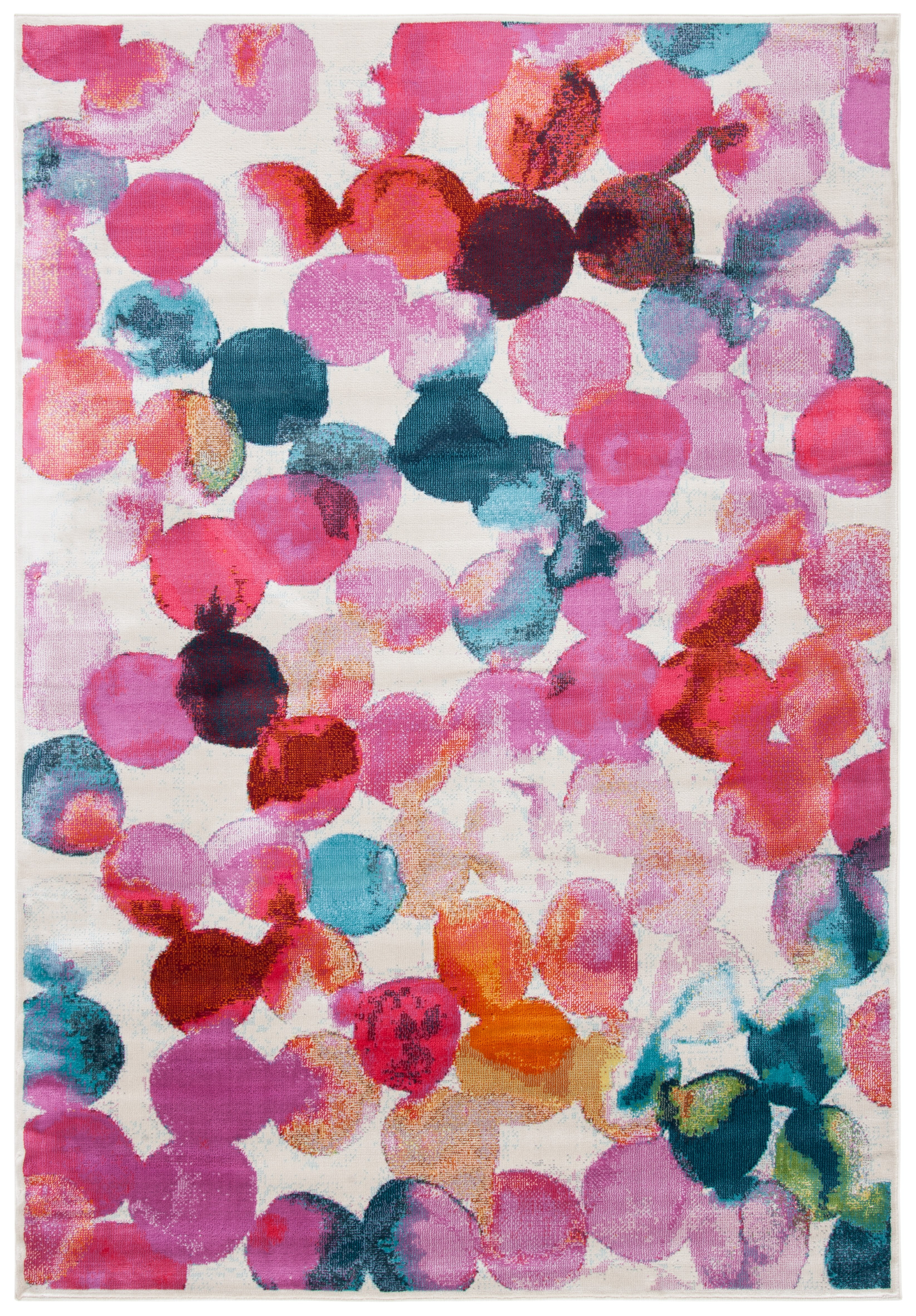 Handmade Light Blue and Rose Synthetic Rectangular Area Rug 4' x 6'