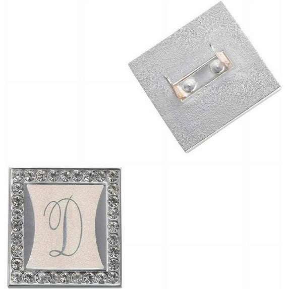 Lillian Rose Monogram Letter D Clip with Rhinestone Frame, silver