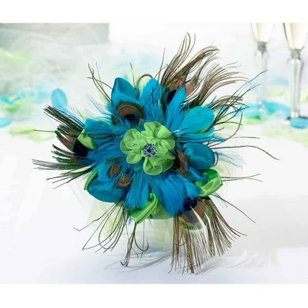 Lillian Rose Peacock Wedding Bouquet, green
