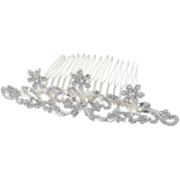 Lillian Rose Rhinestone Flower Comb, 4-Inch