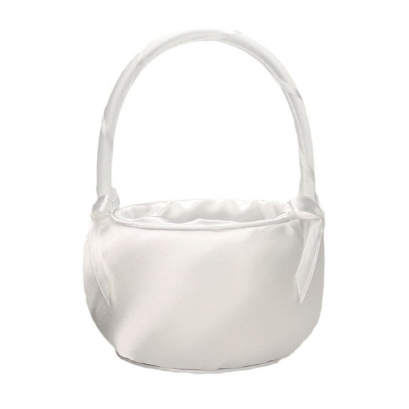 Lillian Rose Satin Flower Girl Basket, Off White