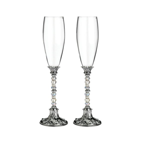 Lillian Rose Silver Beaded Toasting Glasses