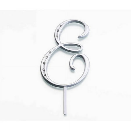 Lillian Rose Silver Rhinestone Monogram Large Letter E Cake Topper
