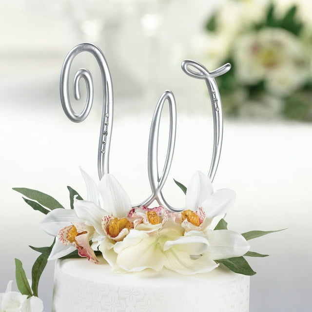 Lillian Rose Silver Rhinestone Monogram Letter Y Cake Topper