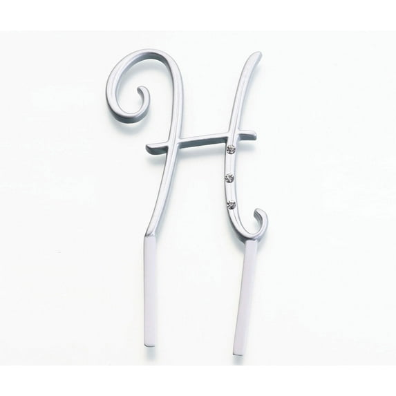 Lillian Rose Silver Rhinestone Monogram Small Letter H Cake Topper