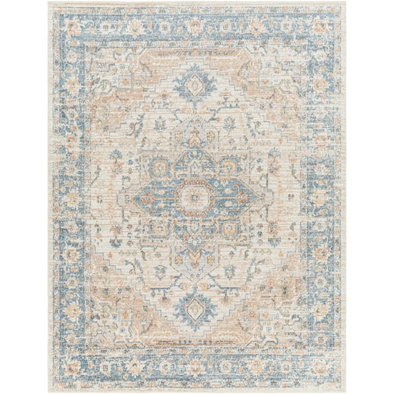 Lillian SkyBlue/Beige 2' x 4' Machine Washable Area Rug