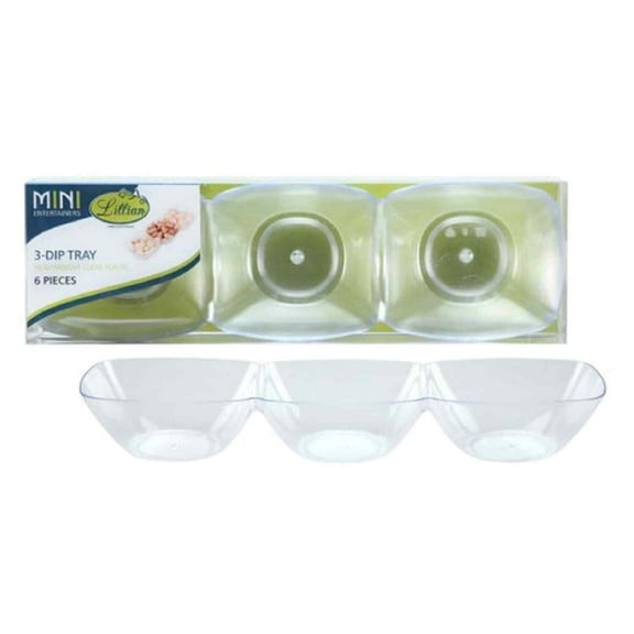 Lillian Table settings Mini Clear Plastic 3-Dip Dish 6 Ct : (30 PCS)