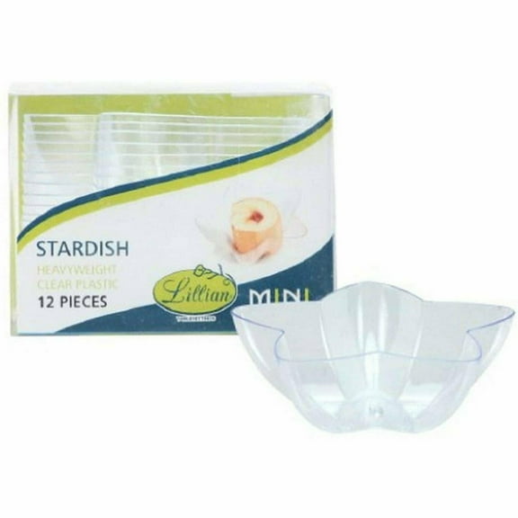 Lillian Table settings Mini Clear Plastic Star dish 12 Count [BULK] (12/Pack)