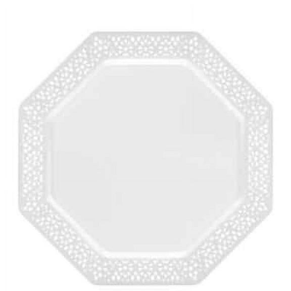 Lillian Tablesettings 10 Count Lacetagon Plastic Plate Pearl 9.25" (100/Pack)